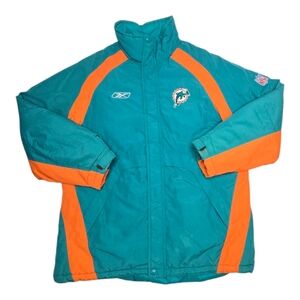 Vintage Miami Dolphins Full Zip Jacket On Field Size Med NFL Football Coat